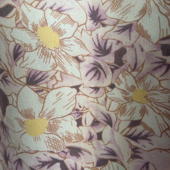 Anthropologie side ruffle skirt faux suede mellow lavender yellow tones Sz 4 - Picture 3 of 4